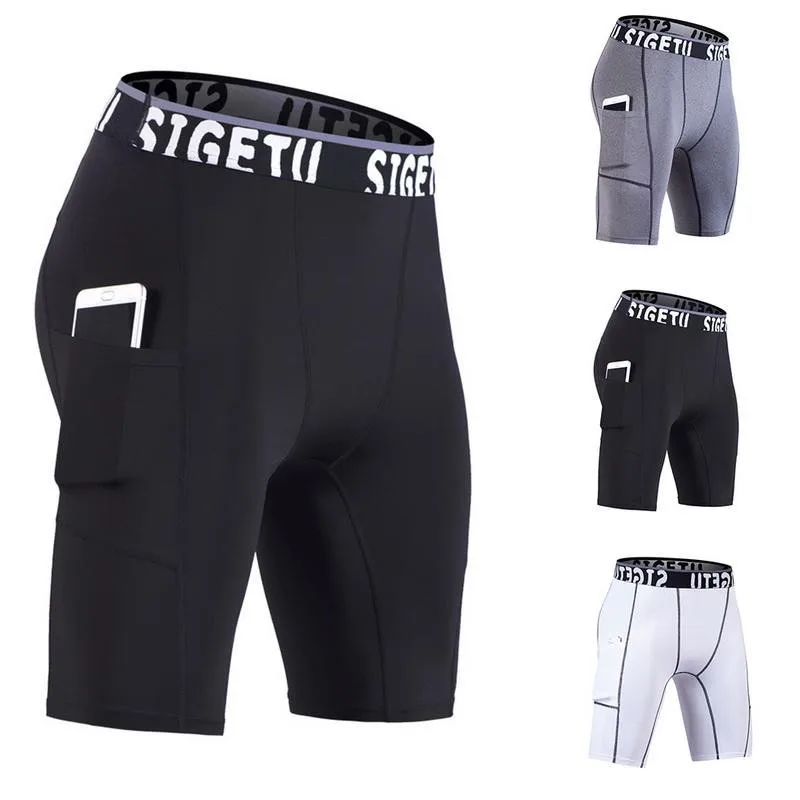 

Shorts Fitness Quick Drying Fitness Shorts With Pockets Men Compression Gym Sporting Tight, Green grey red orange