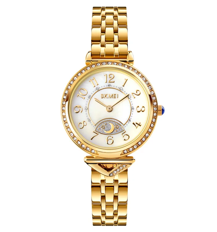 

Skmei 1658 new arrival gold watches women luxury stainless steel quartz watch