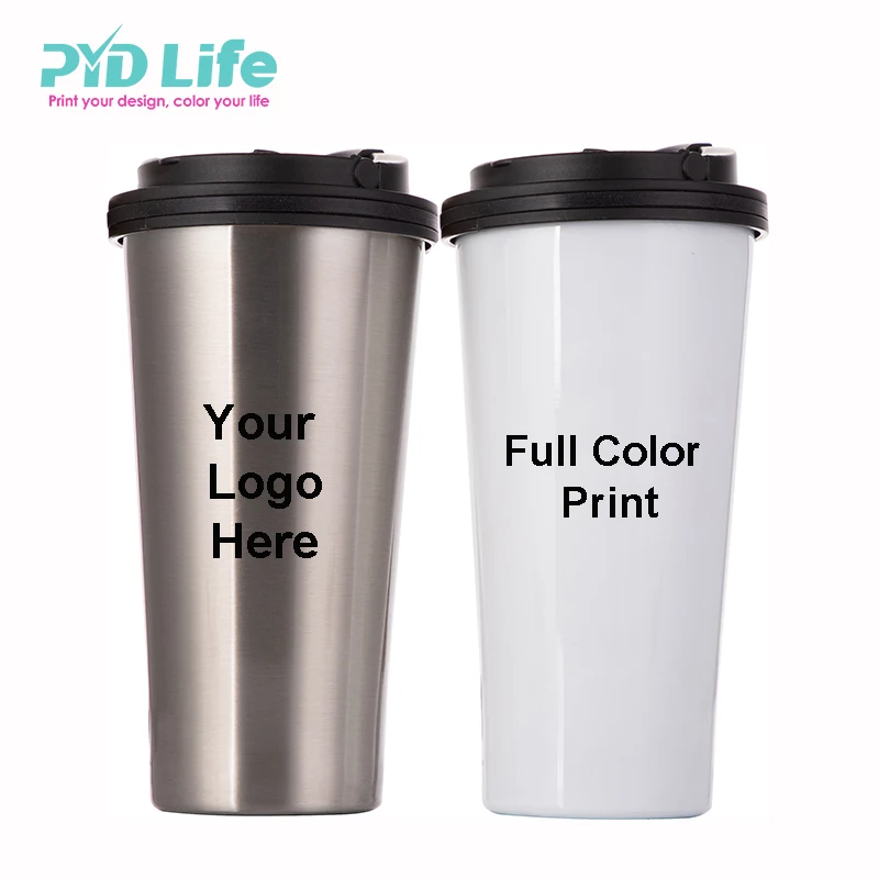 

PYDLife Portable Travel Double Walled 16oz Stainless Steel Sublimation Coffee to go Tumbler With Handle Lid