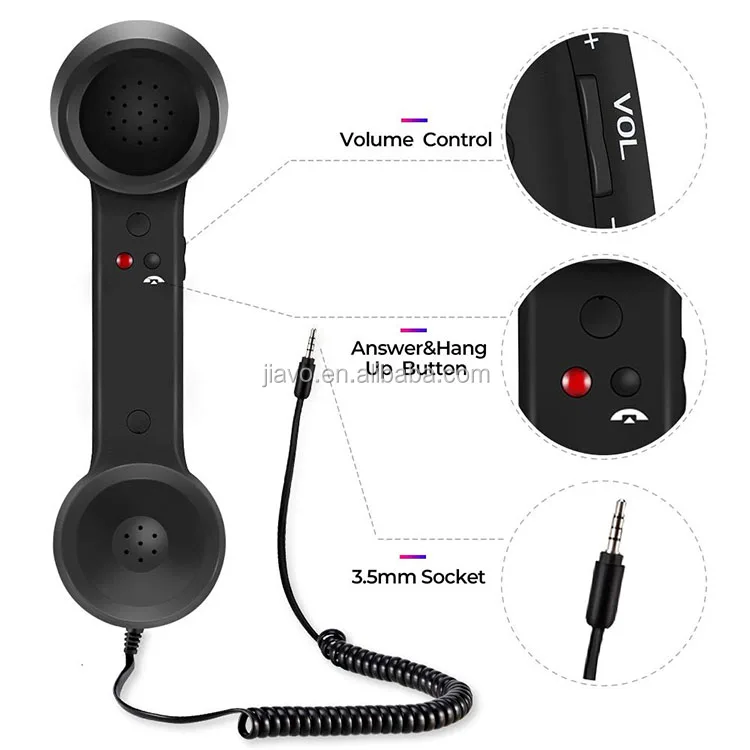 vintage universal cell phone smartphones retro handset black 3.5 mm jack 2 meter cable.jpg