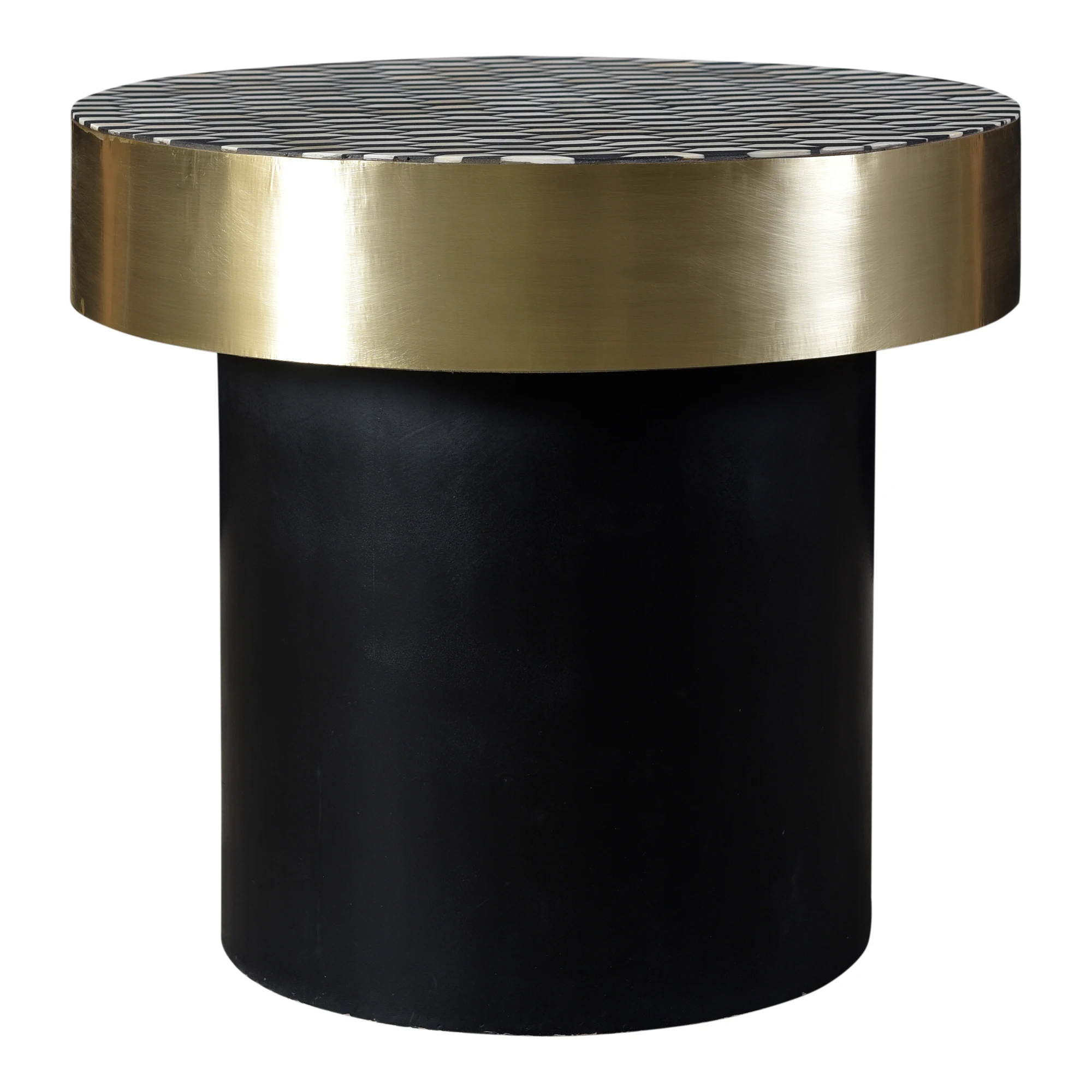 

OPTIC SIDE TABLE Stone Coffee Table Bases Black Yellow Living Packing Room Bone Veneer Top Metal Base Brass Rim
