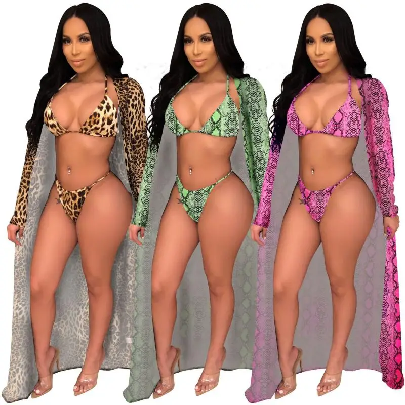 

W6607 Sexy Women Swimwear Three Pieces Swimwear Women Sexy Bikini Cover Up Beachwear