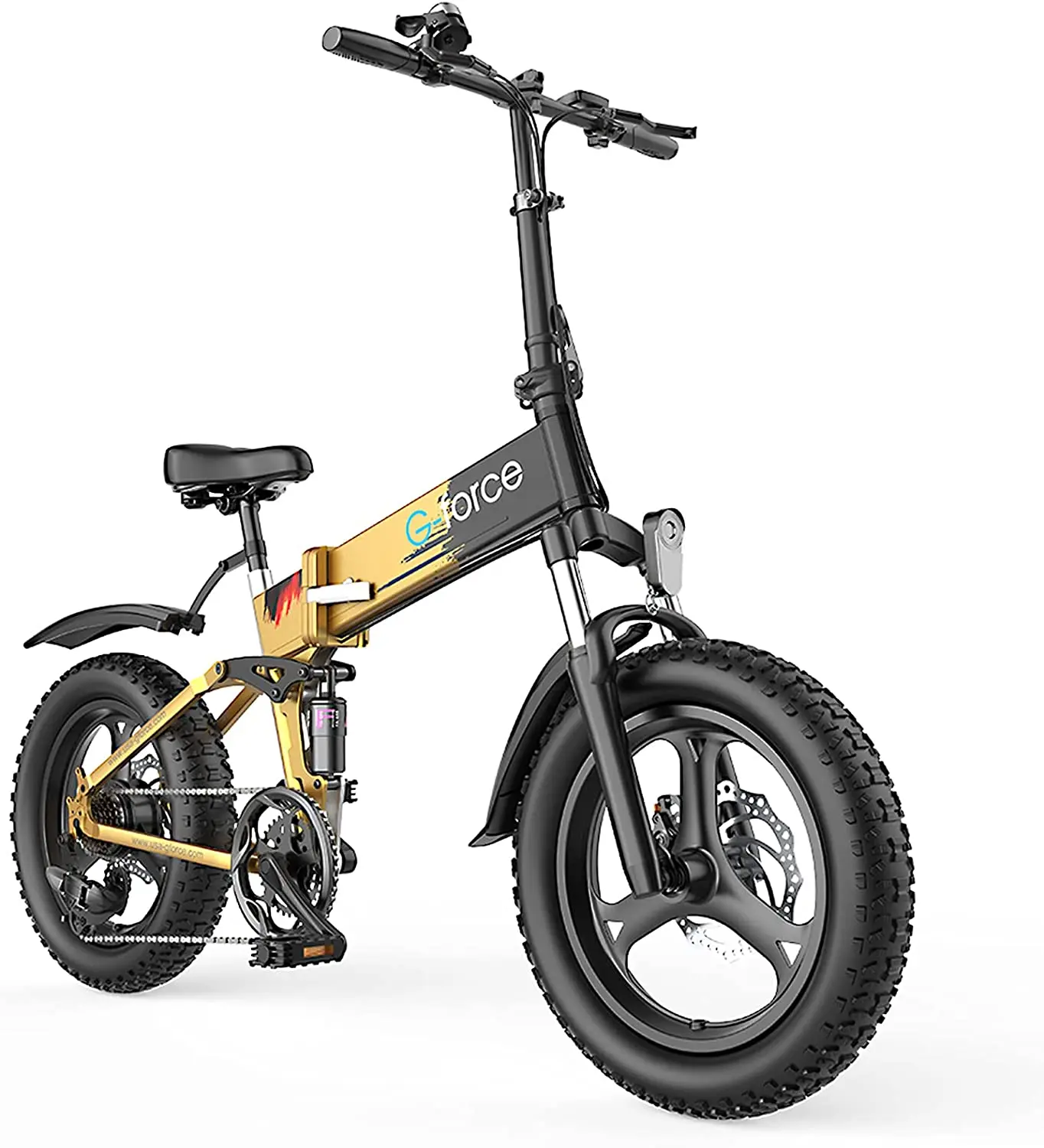 

1Pcs G-force T41 E Bike 48V Lithium Battery 20 Inch Electric Folding Bicycle, Gold silver