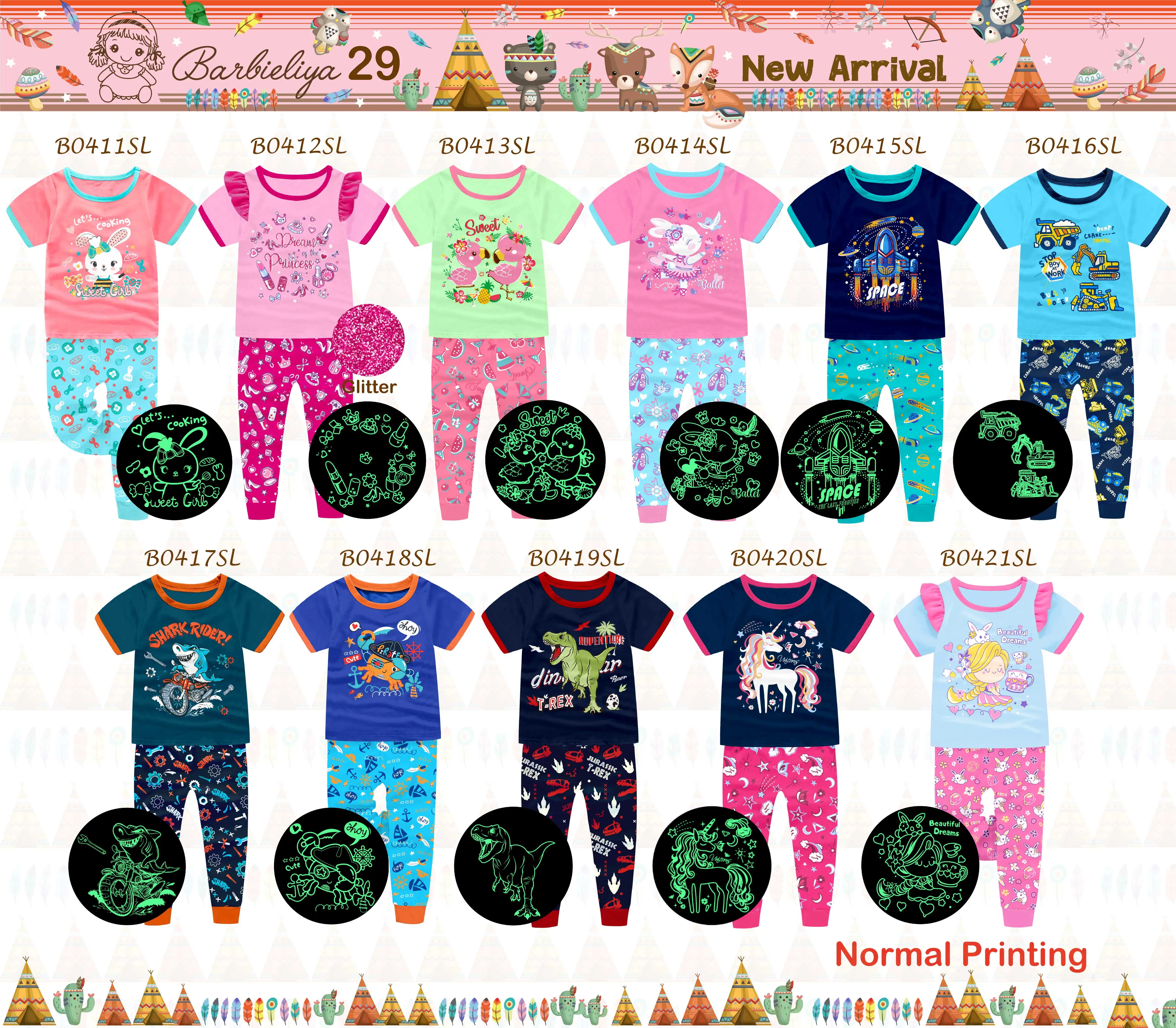 

wholesale discount unicorn girl pajama short sleeves nightwear children sleepwear