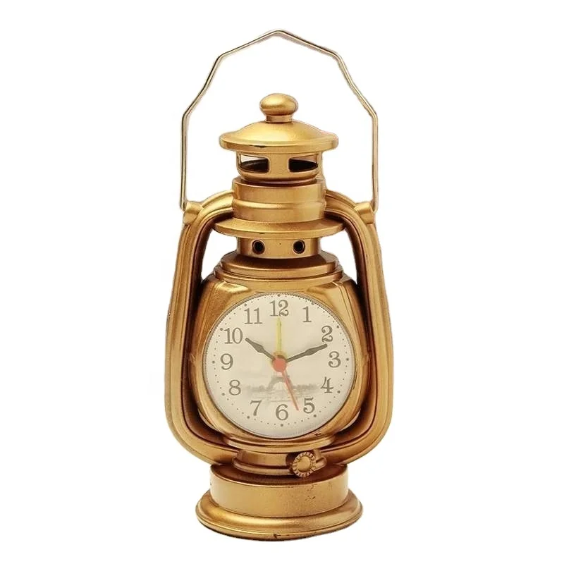 

Vintage Alarm Clock Retro Oil Lamp Alarm Clock Watch Table Kerosene Light Clock Living Room Decor Articles Office Craft Ornament