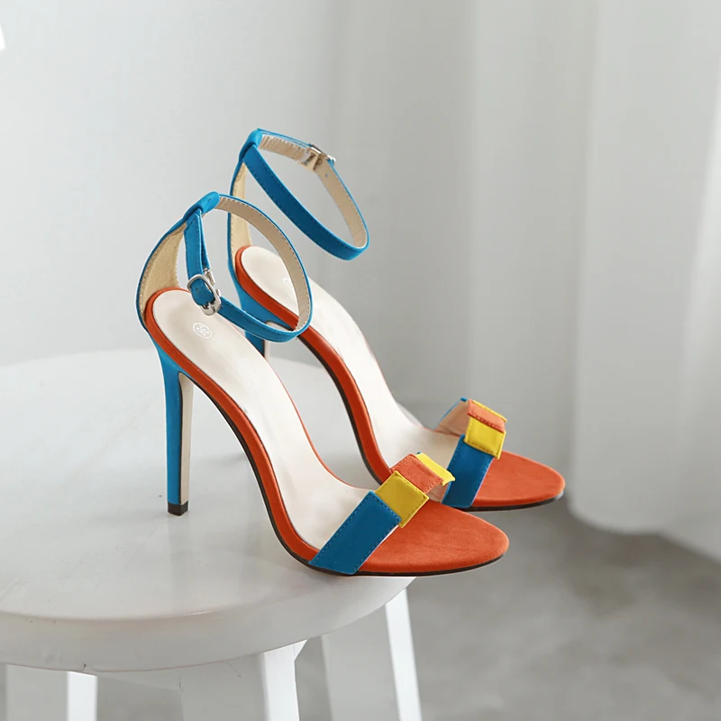 multi colored block heels