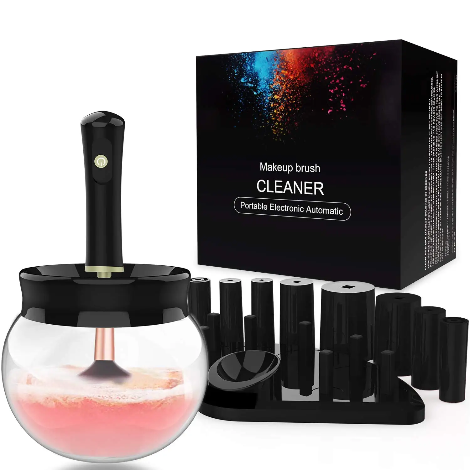 

Makeup Brush Cleaner Dryer with 8 Rubber Collars, Wash and Dry in Seconds Makeup Brush Cleaner Machine