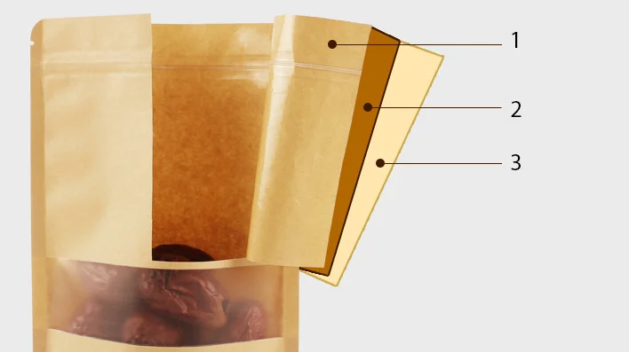 Custom logo Printed Brown Kraft Paper Pouches Ziplock Bags With Clear Window