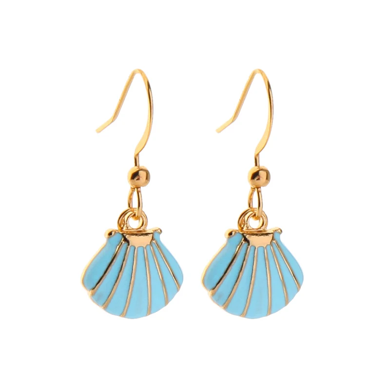 

e021053 2020 Summer Fresh Delicate Gold Plated Shell Shape Hoop Earrings