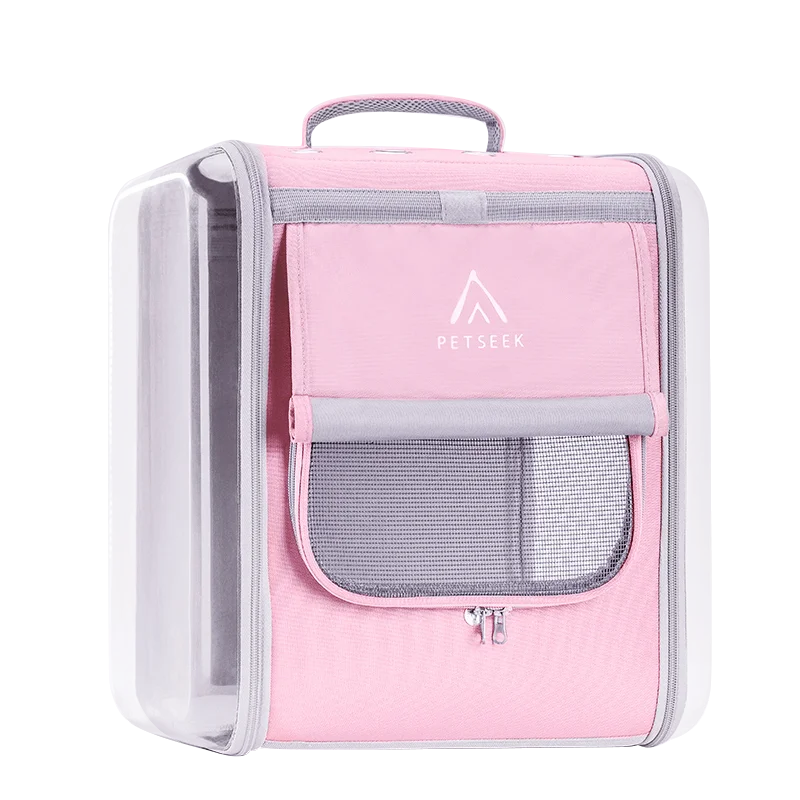 

New Pet Bag Luxury waterproof pet carrier bag travel eva pet bag, Pink / grey