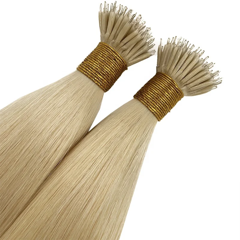 

Seamless Nano Bead High Quality Human Hair White Blond Nano Ring Keratin Tip Hair Extensions
