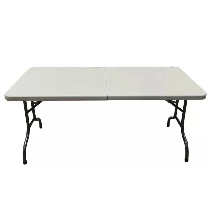 
Wholesale cheap rental hotel restaurant dining catering white HDPE 6ft round retangular plastic folding table for wedding event 