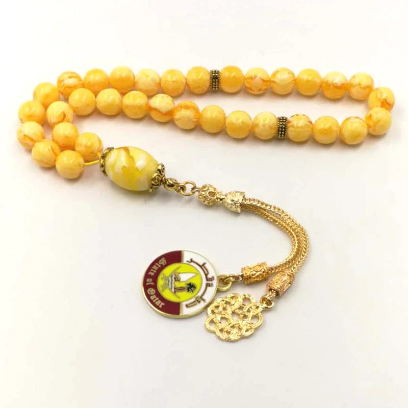 

New arrival Qatar badge Resin Tasbih 33 66 99 beads Muslim misbaha Arab country flag bracelet Man's accessories Islam Rosary