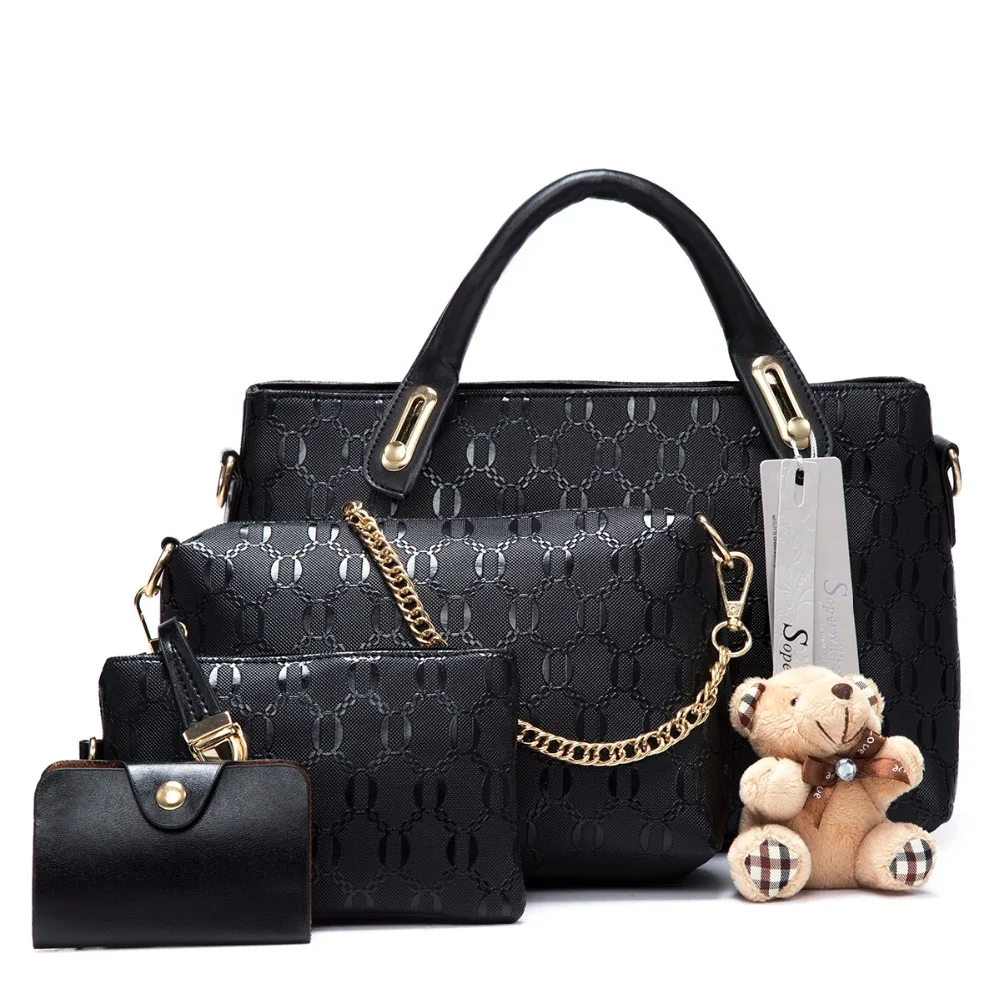 

4 in 1 and 4pcs/set women ladies leather handbag
