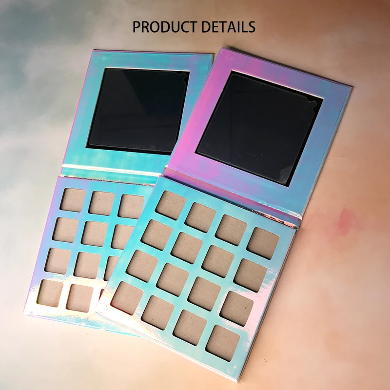 

new holographic 16 square pans eye shadow fundy makeup wholesale private label empty eyeshadow palette