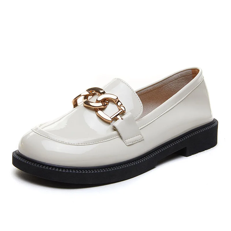 

2021 Women Slip on Oxfords Loafers Ladies Casual Shoes, Beige/black