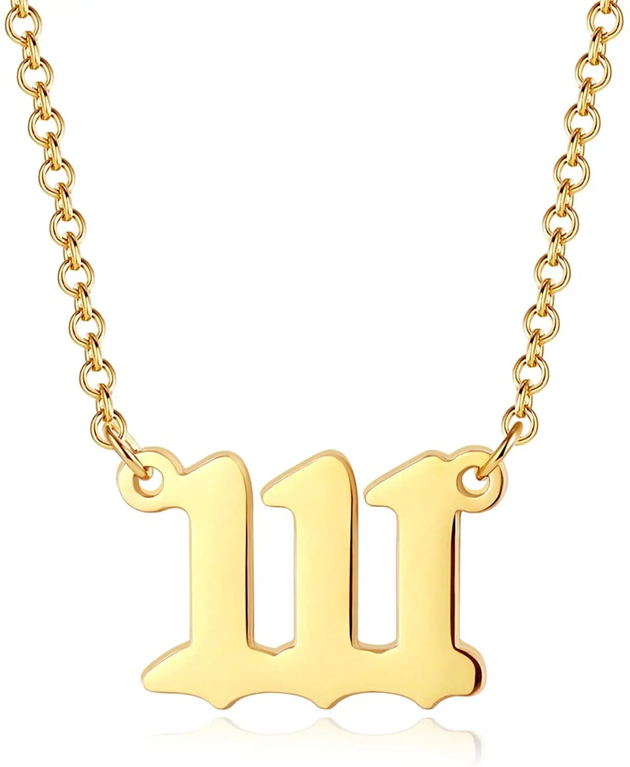 

2021Meaningful 111 222 333 444 555 666 777 888 999 Gold Necklace Old English Numerology Necklace Angel Number Necklace, As picture