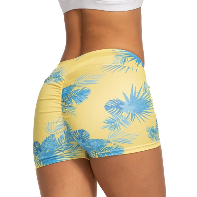 

Printed Cross-Waist Hip-Lifting Leisure Sports Leggings Yoga Fitness Three-Quarter Pants, 5 colors