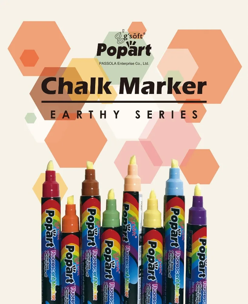 

Top selling 3.5 MM Round tip Non toxic Earth color glass chalk marker