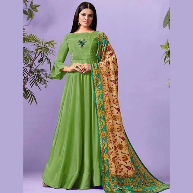 party wear silk gowns designs