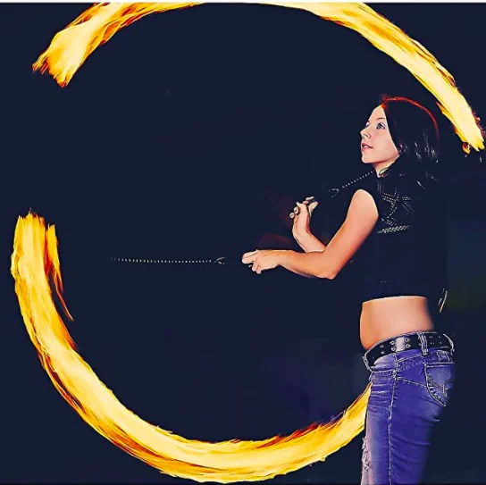 

TFCHAIN Factory Customized Twisted Link Chain Ball Bearing Swivel 22 inches Long Fire Poi Chain For Juggling Fire Flow Art, Yellow