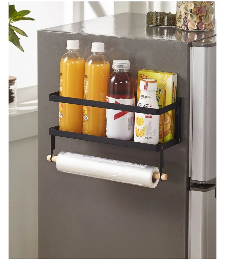 

Amazon best-selling folding refrigerator side frame, the new folding double magnetic refrigerator storage rack