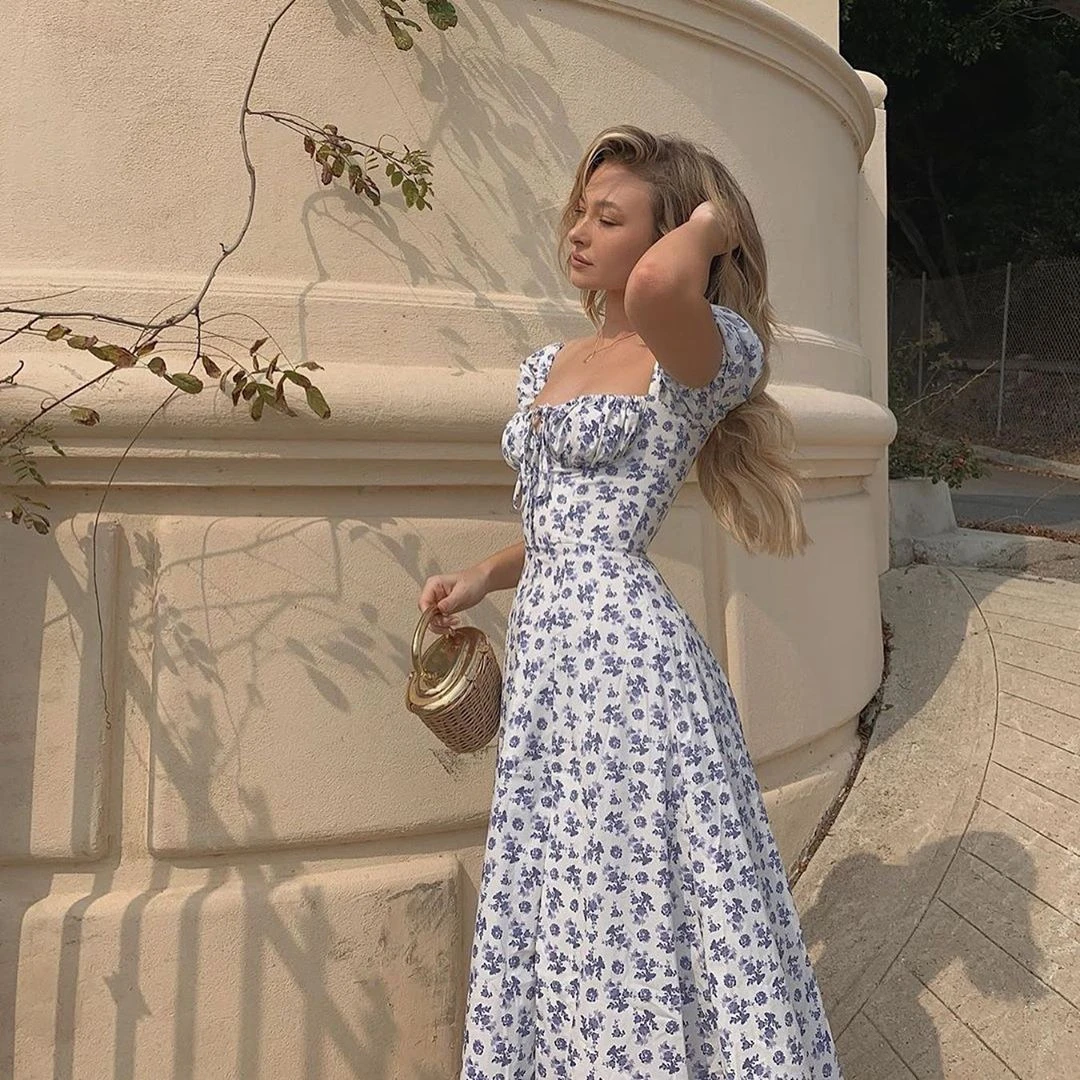 

2021 New Summer Chiffon French Floral Puff Sleeve Cottage Core Dress Cottagecore Dress Cottagecore Summer Dresses For Women