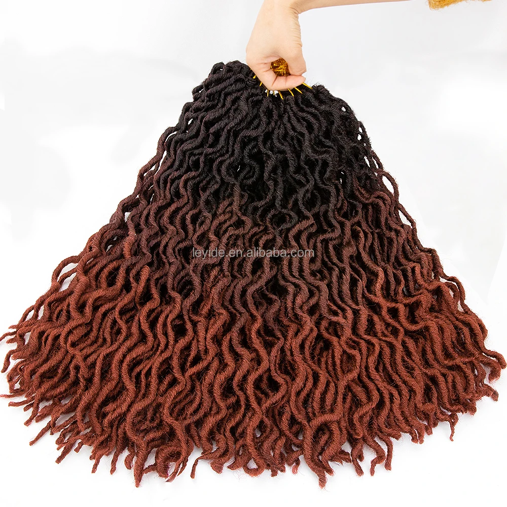 

AliLeader Hot Sale Ombre Nu Gypsy Locs Crochet Braid Wavy Faux Locs Synthetic Hair Extension, 6 colors available