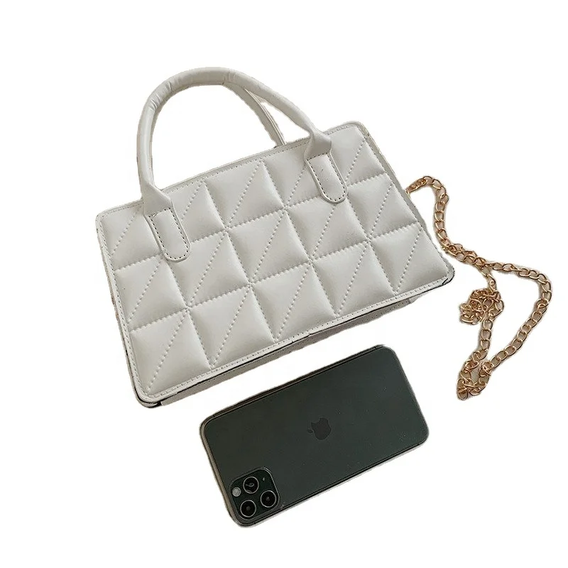 

In stock solid color geometric fashion simply pu leather crossbody bag for women
