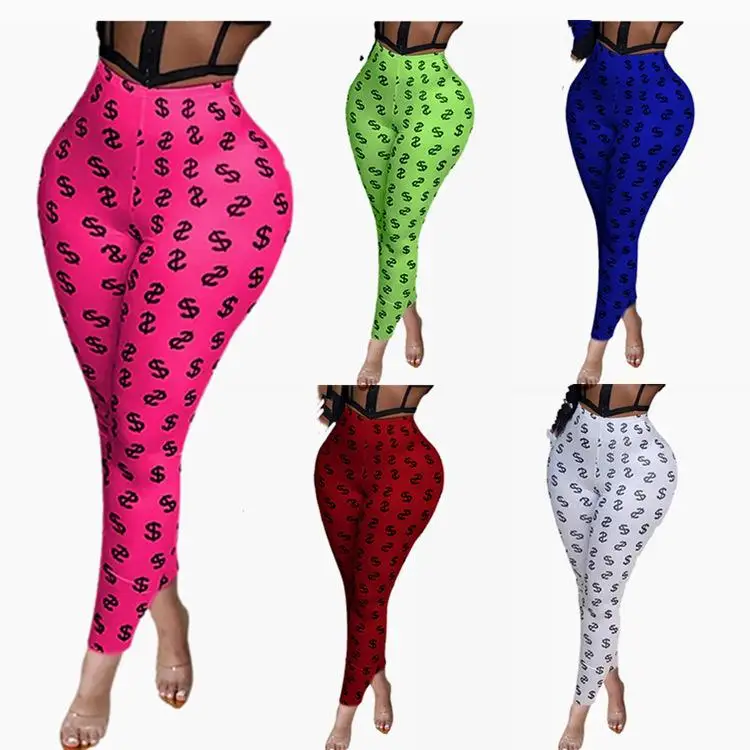 

2021 New Arrivals Money Print Tights Women Leggings Trousers Ladies Pants