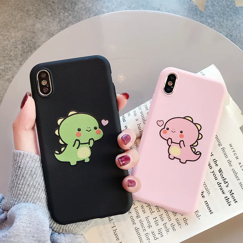 

Cute Cartoon Dinosaur Phone Case For iphone 7 6 6S 5 5S 8 Plus Case For iphone 11 Pro X XR XS MAX Candy Color Silicone Cover