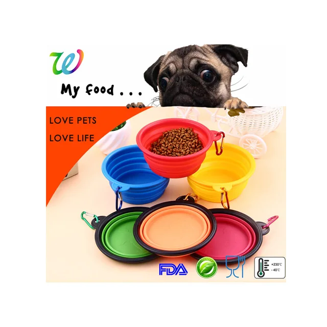 

Expandable Portable Collapsible Dog Folding Silicone Foldable Food Bowl for Camping Hiking Travel Sport