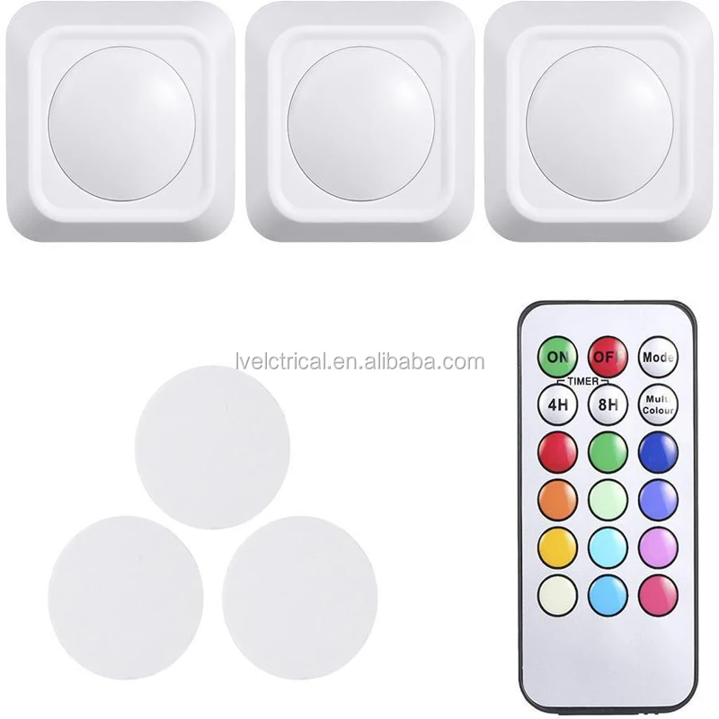 4.5V 1W 3 Pcs RGB Color Changing LED Puck Light