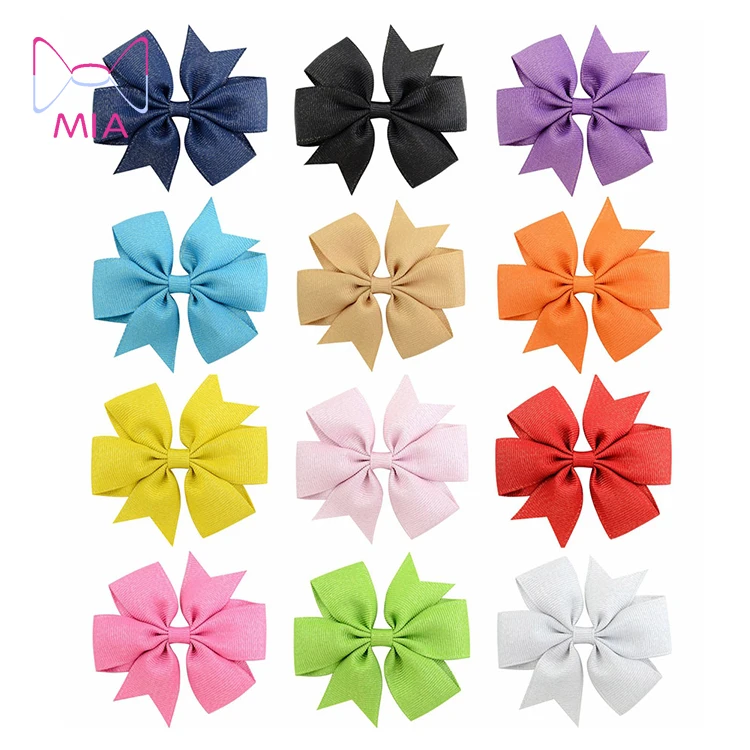 

Mia Free shipping  gold and silver weft ribbon hair decoration hair bow clip for baby hair accessories 785, Picture shows