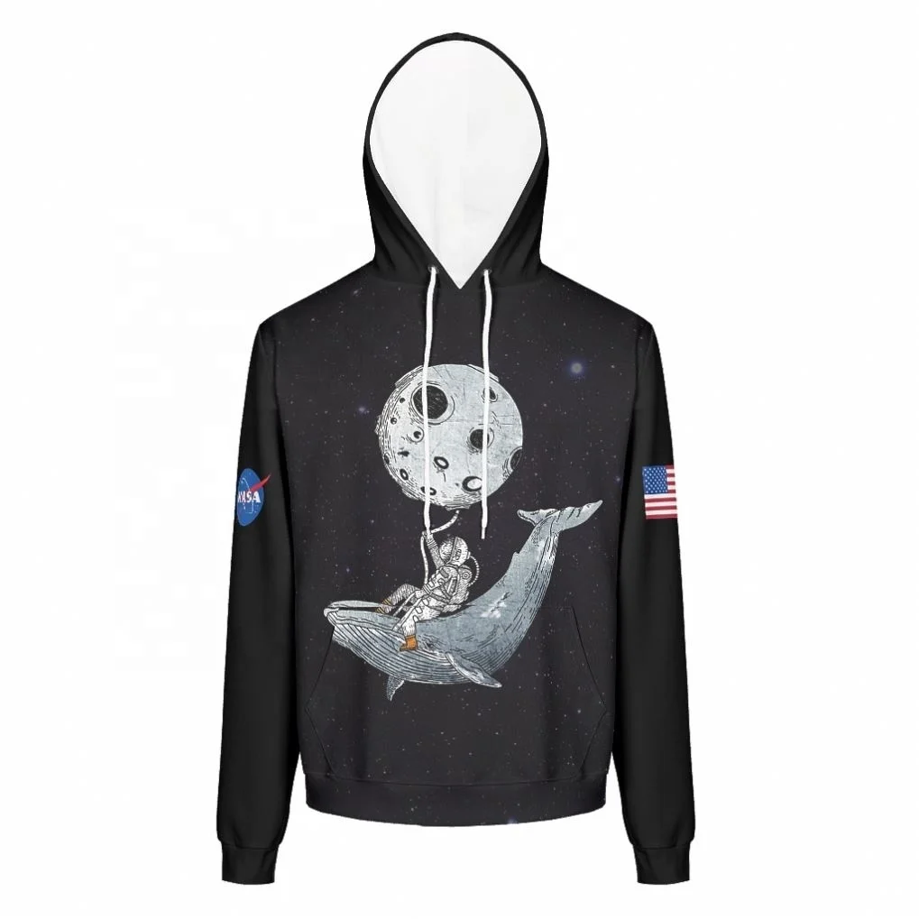 

2022 New Arrival Customized Print Logo Humpback Whale And The Astronaut Men's Hoodies Big Pocket