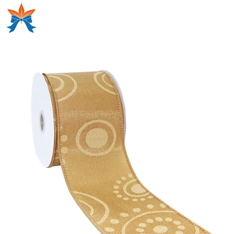 

Home&Office Tan Jacquard Dots Wired Snow Ribbon