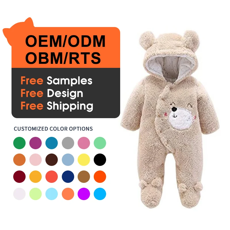 

Free Shipping Free Shipping Newborn Bear Warmer Snowsuit Cotton Fleece Hooded Romper Jumpsuit for Baby Girl Boy Baby Clothes Set, Picture
