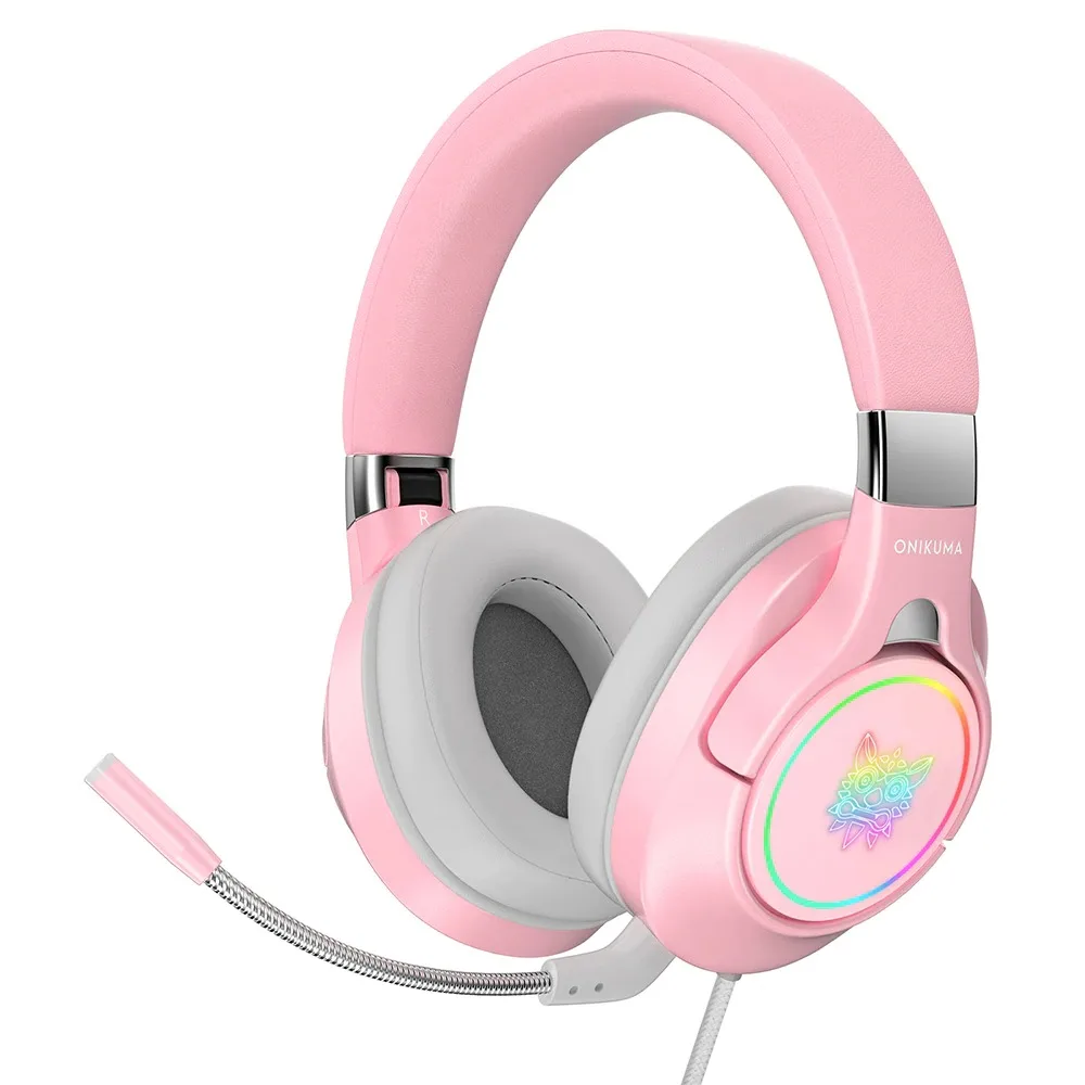 

ONIKUMA K15 Pink Gaming Headphone For Girl Kid PC Stereo Gaming Headset With Mic LED Light For PC Laptop PS4 Xbox One Controller