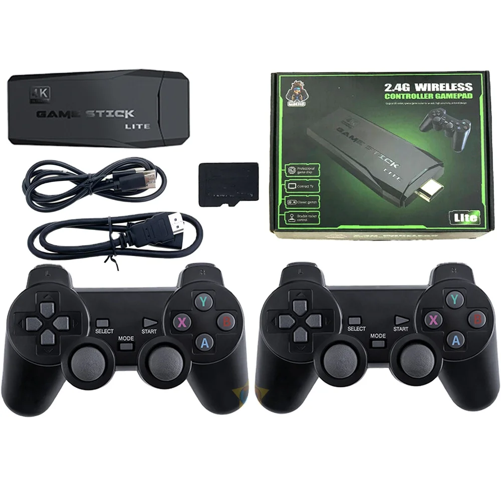 

Wholesale Game Stick 4k Hd Tv Video Game Dongle Ps1 Emulators Double 2.4g Wireless Gamepad Controller 3d Game Console