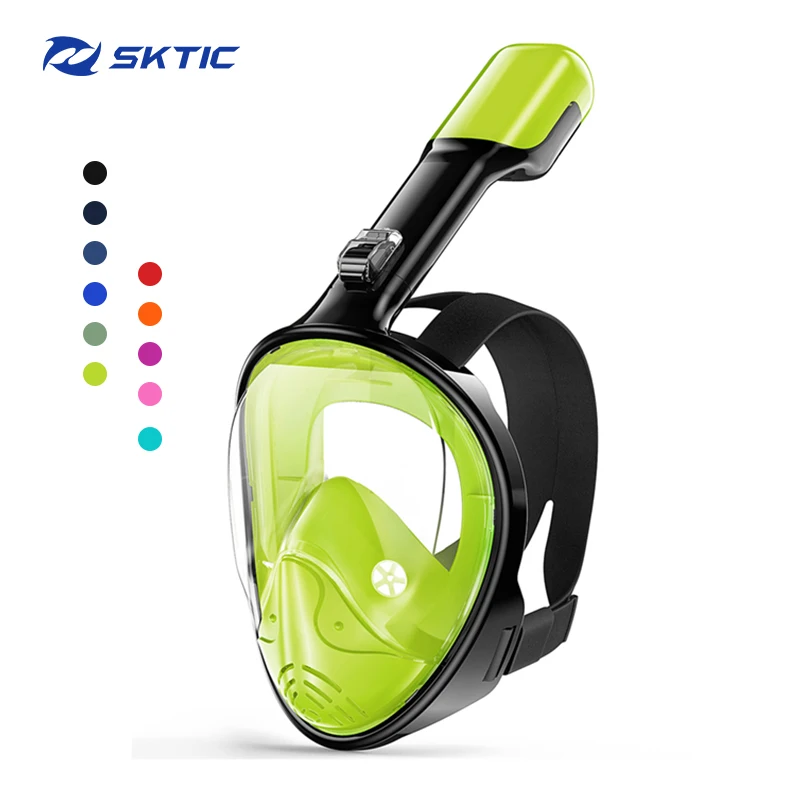 

SKTIC 2021 Amazon Topsale diving full face mask black yellow with double breathe tube