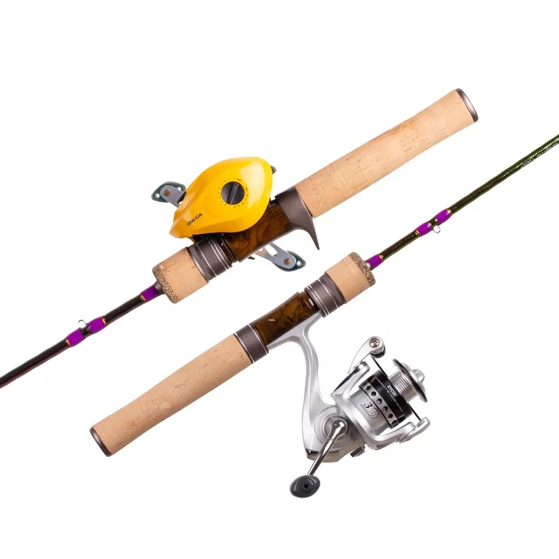 

Rock"N"Roll 5'2 153cm 5'6 168cm Fishing Rod And Reel Set Solid carbon Spinning Casting Trout Ul Ultra Light Kayak Fishing Rods
