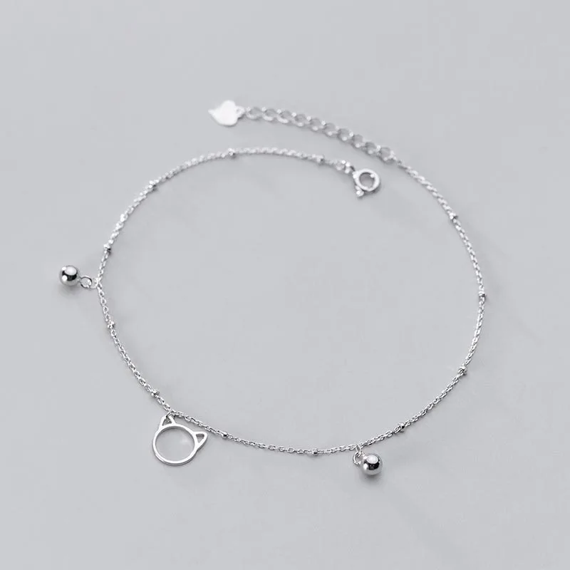 

A1167 Wholesale Jewelry Sterling Silver 925 Pearl Kitten Girl'S Foot Anklet