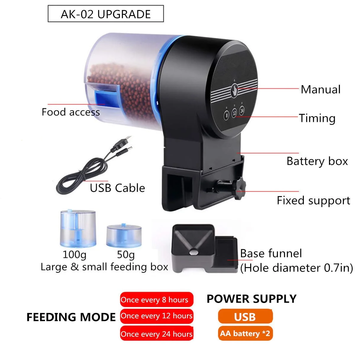 Sunsun Feeder Automatic Fish Tank Feeding Koi Goldfish Feeder Plastic