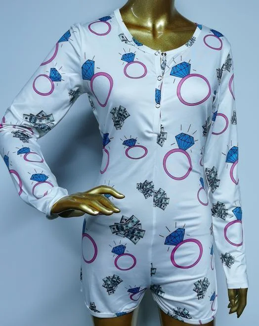 

Big diamond ring sexy women onesie for adult pajama