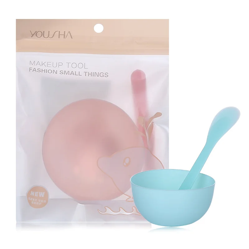 

Yousha Amazon Hot Selling plastic pp with spatula and diy makeup brush skin care mask bowl 2in1/set YI009, Pink,blue