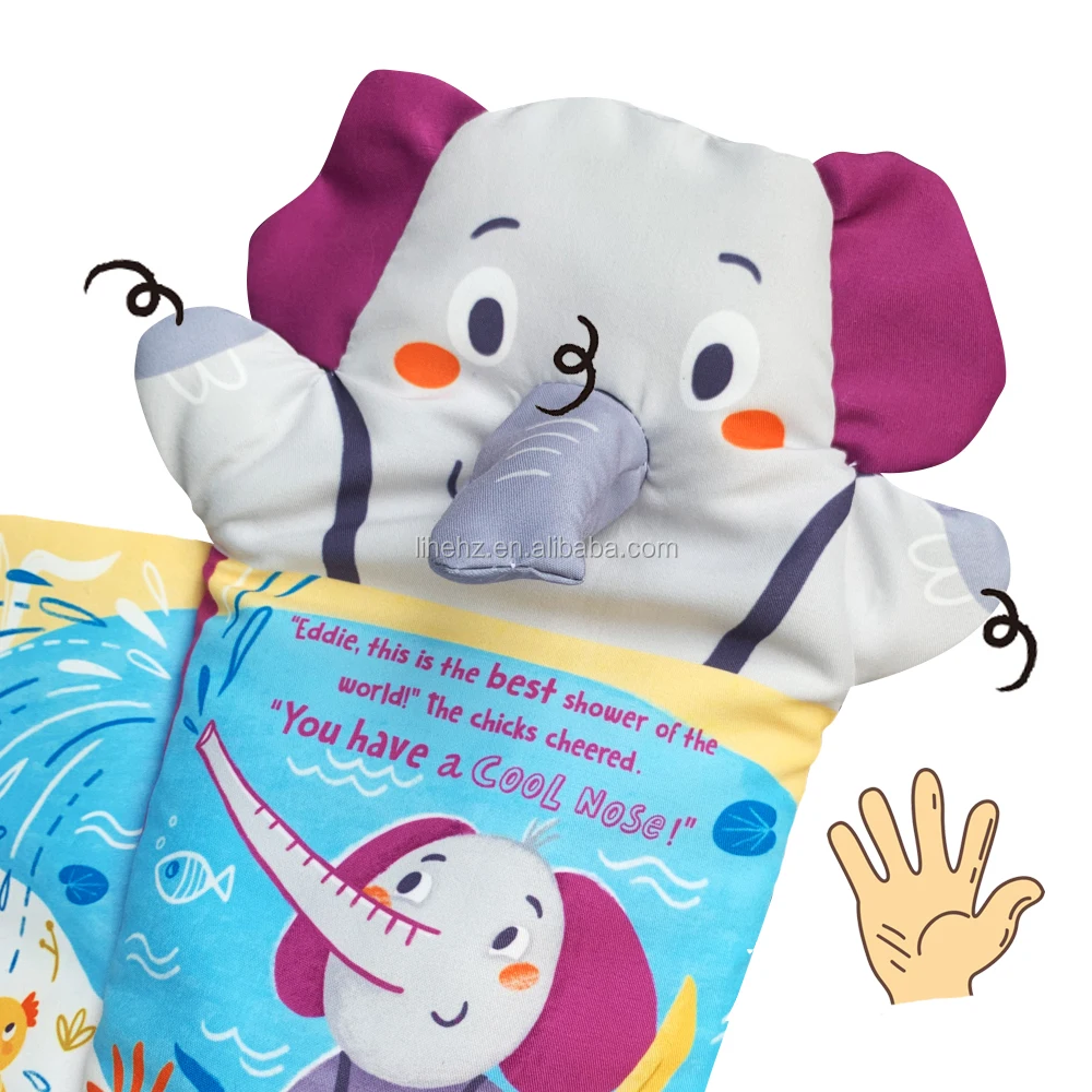 New Design Elephant Hand Puppet Cloth Book For Kids,Education Fabric