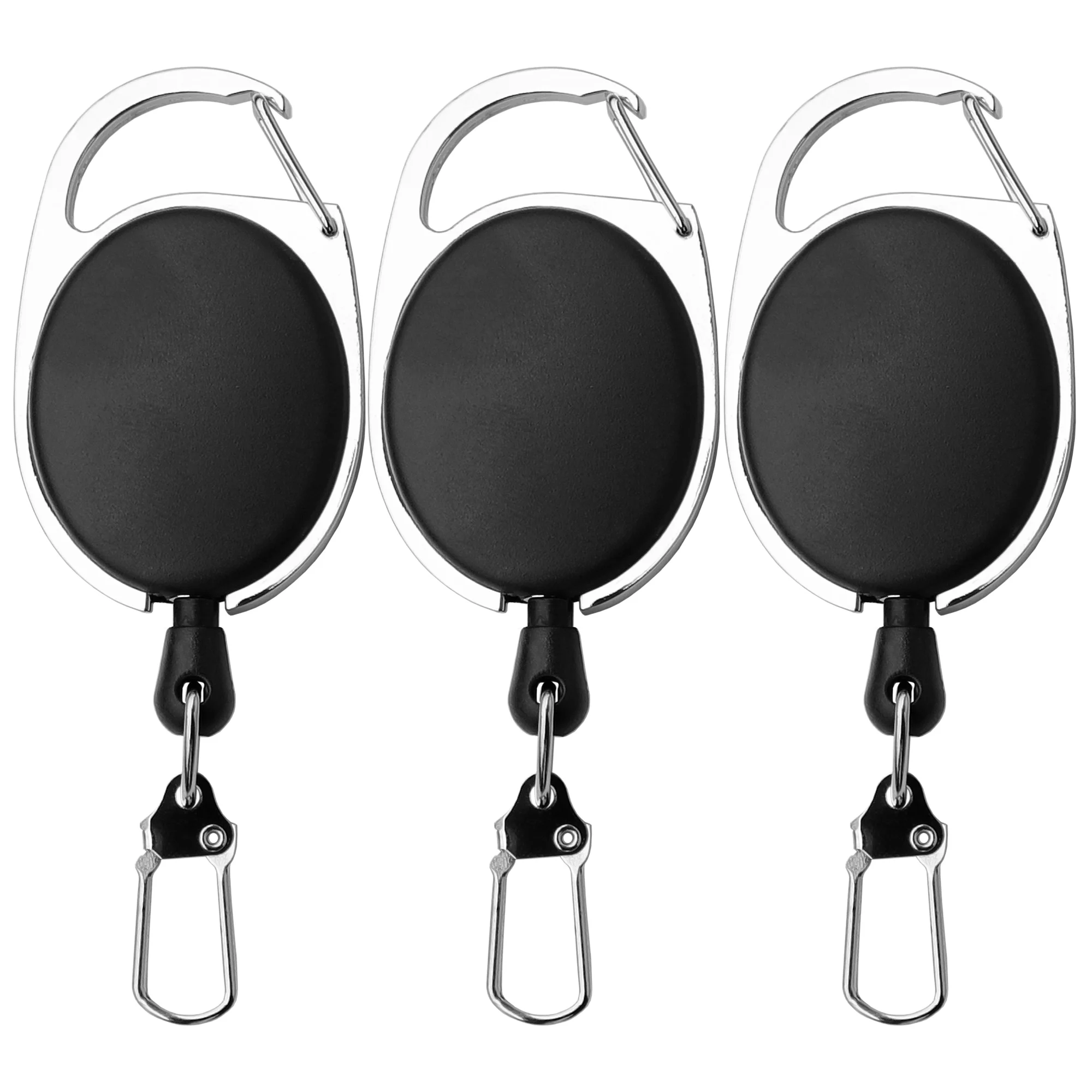 

SAMSFX 3PCS Quick Release Spring Clip for Tools Holder Retractable Reel Key Chain Fly Fishing Zinger Retractor Cable