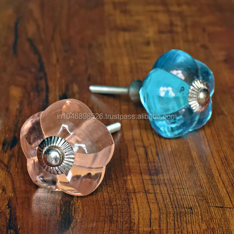 Blue Glass Drawer Knobs Classic Design Decorative Crystal Glass
