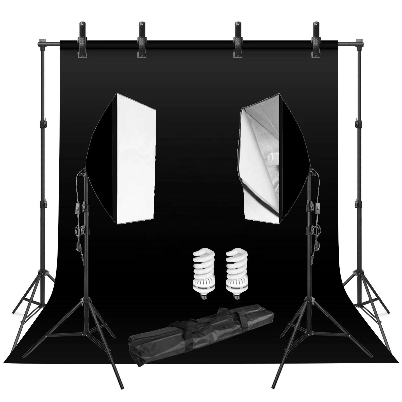 

Photography Background Frame Support Softbox Lighting Kit Photo Studio Equipment Accessories With Backdrop And Tripod Stand, Black