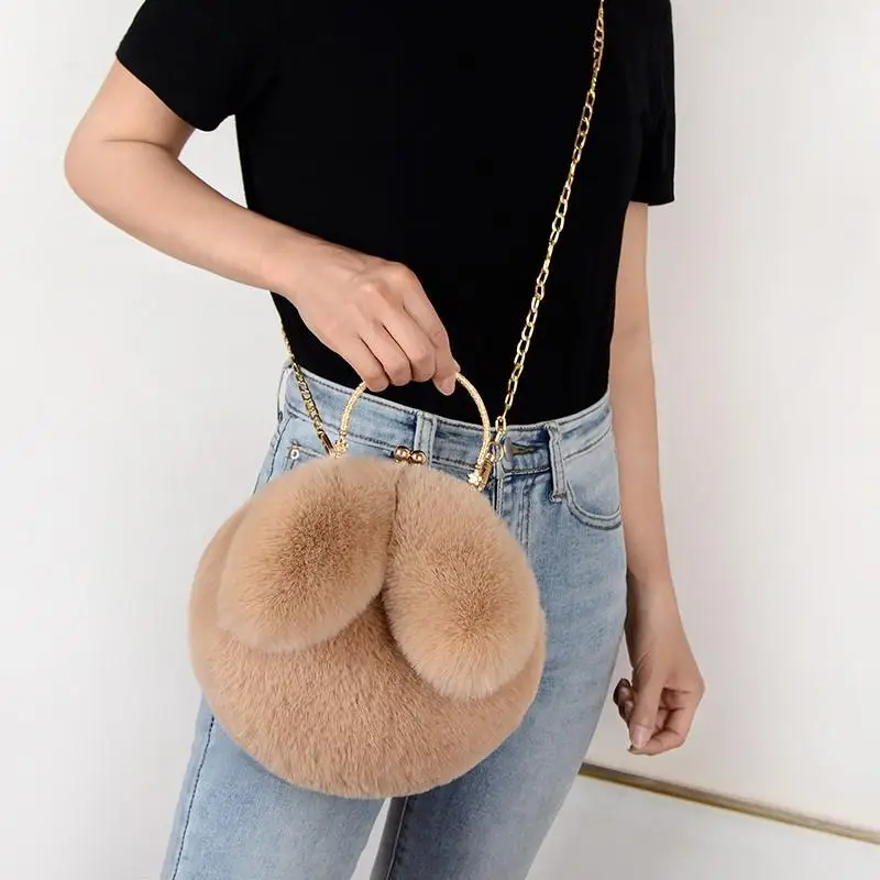 

2021 New Arrival Plush Fashion Style Ladies Bags Handbag Cute Hand Bag New Designs Rabbit Ears Purses Handbags For Women
